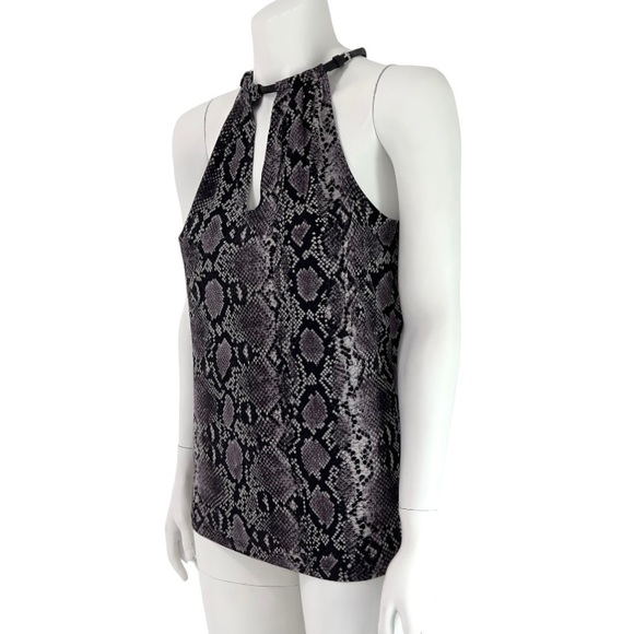 Michael Kors Python Print Stretch Tank Top with Buckle Collar - Picture 3 of 16